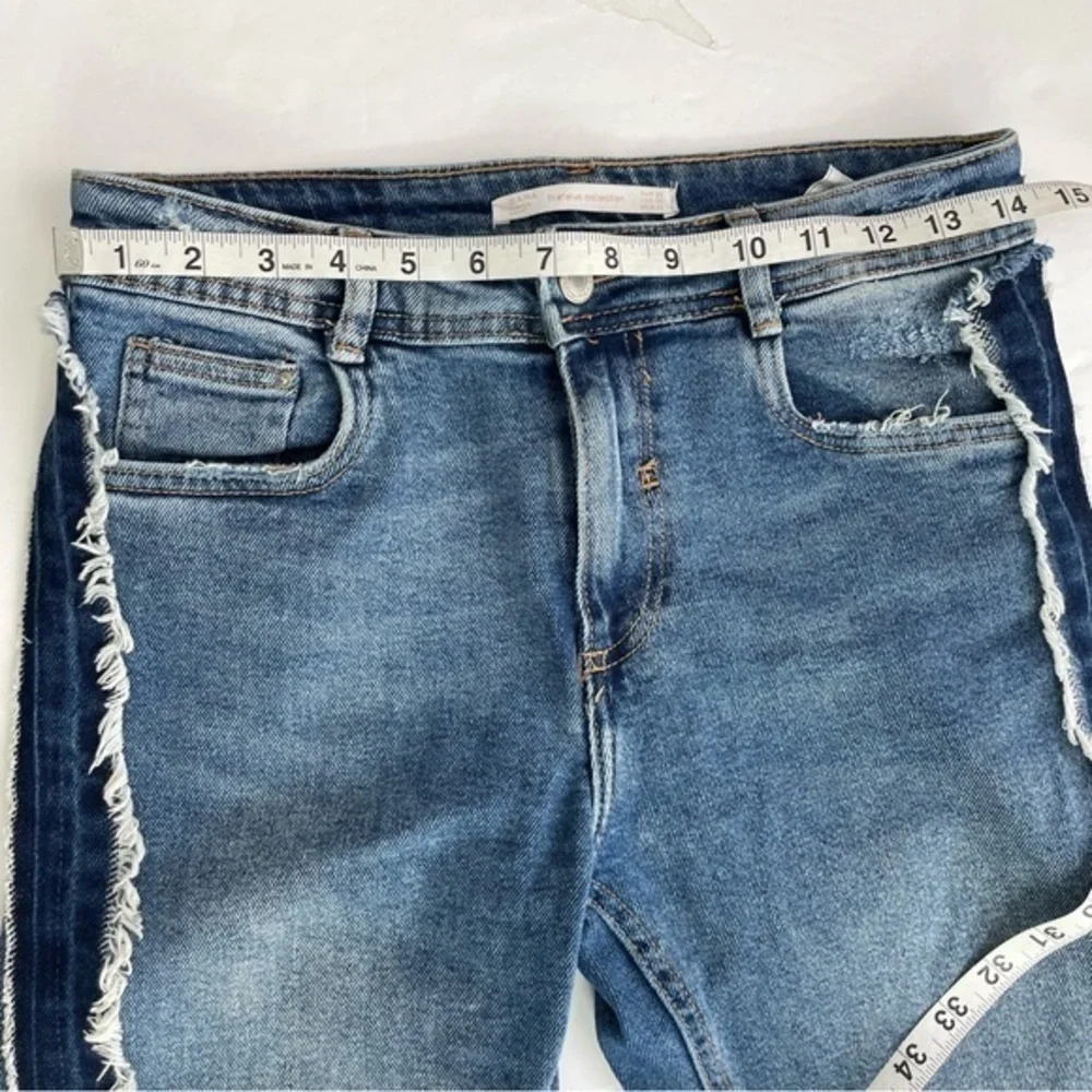 Zara Raw Hem Side Stripe Skinny Ankle‎ Jeans